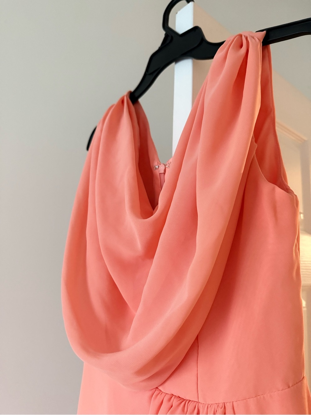 Women's Coral Pink Cowl Neck Wedding Dress